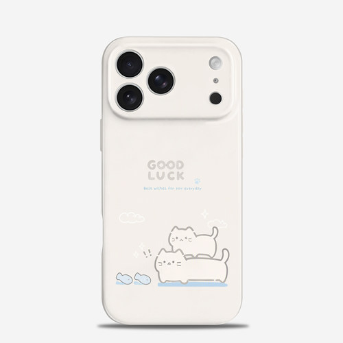 好运线条猫 适用iPhone18promax苹果17手机壳16e简约15plus小众14华为mate80保护壳pura90小米17防摔vivoX300
