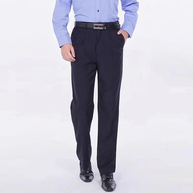 新正品中税男裤藏蓝色通勤裤夏裤春秋冬直筒裤松紧工作服