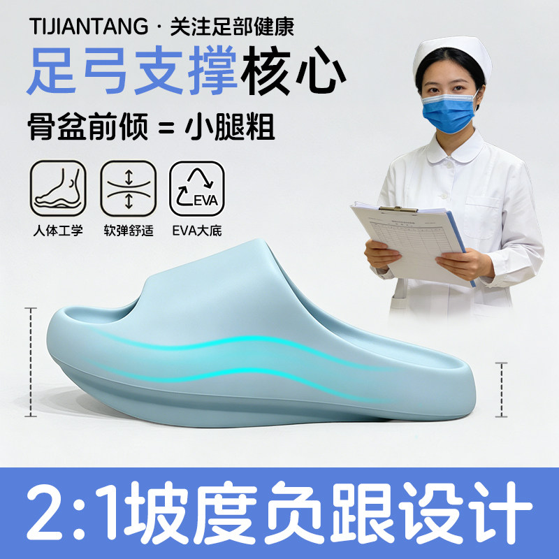 足弓支撑负跟拖鞋女居家厚底防滑