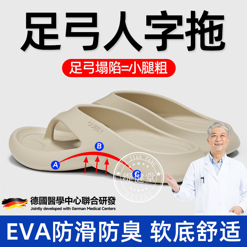 足弓支撑人字拖鞋女夏外穿防滑防臭EVA家居厚底凉拖2026新款男cl