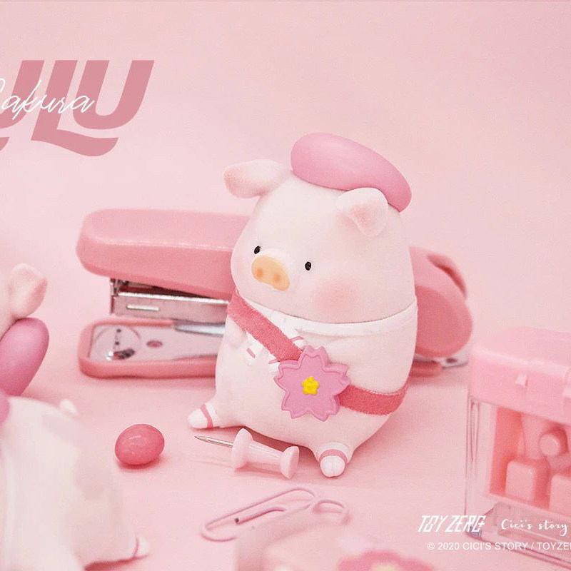 lulu猪樱花猪系列盲盒呆萌猪仔手办潮流可爱礼物摆件