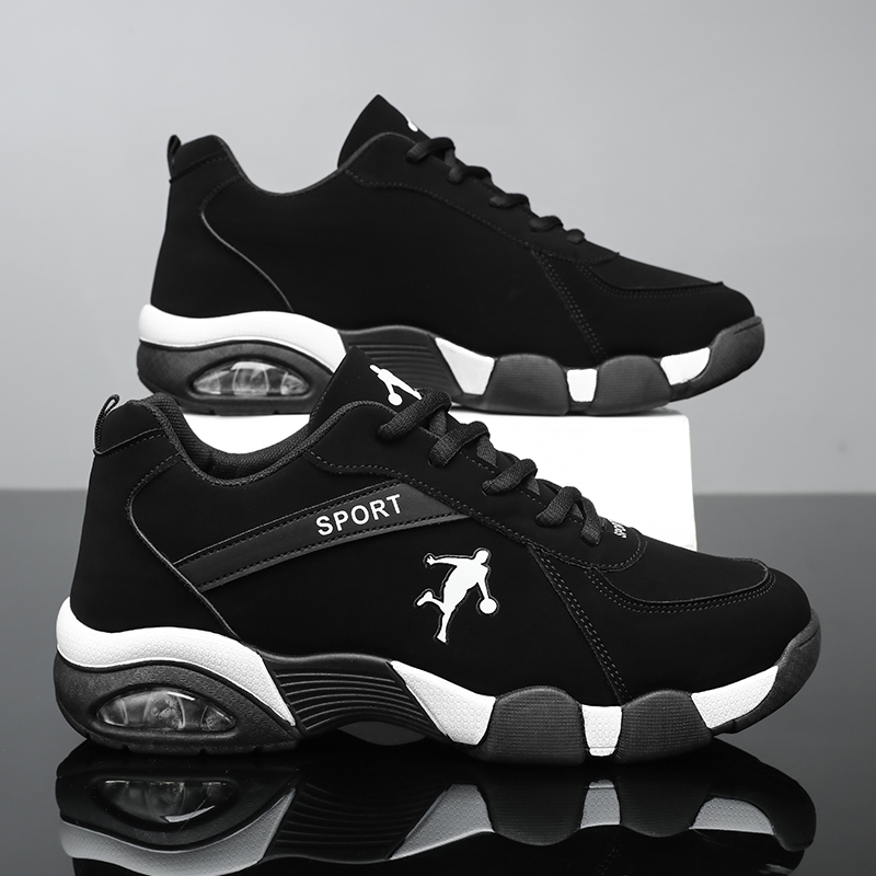 2025年冬季新款运动鞋男款气垫缓震透气休闲鞋黑色防滑户外登山鞋