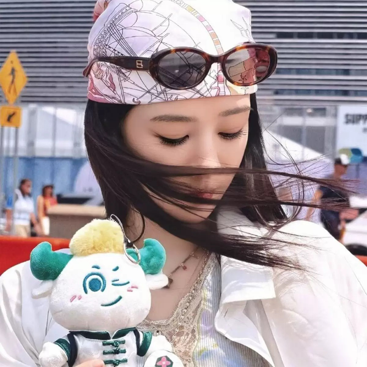 杨紫同款粉白航海风帆缎面丝巾时尚潮流小众甜酷辣妹风头巾发带