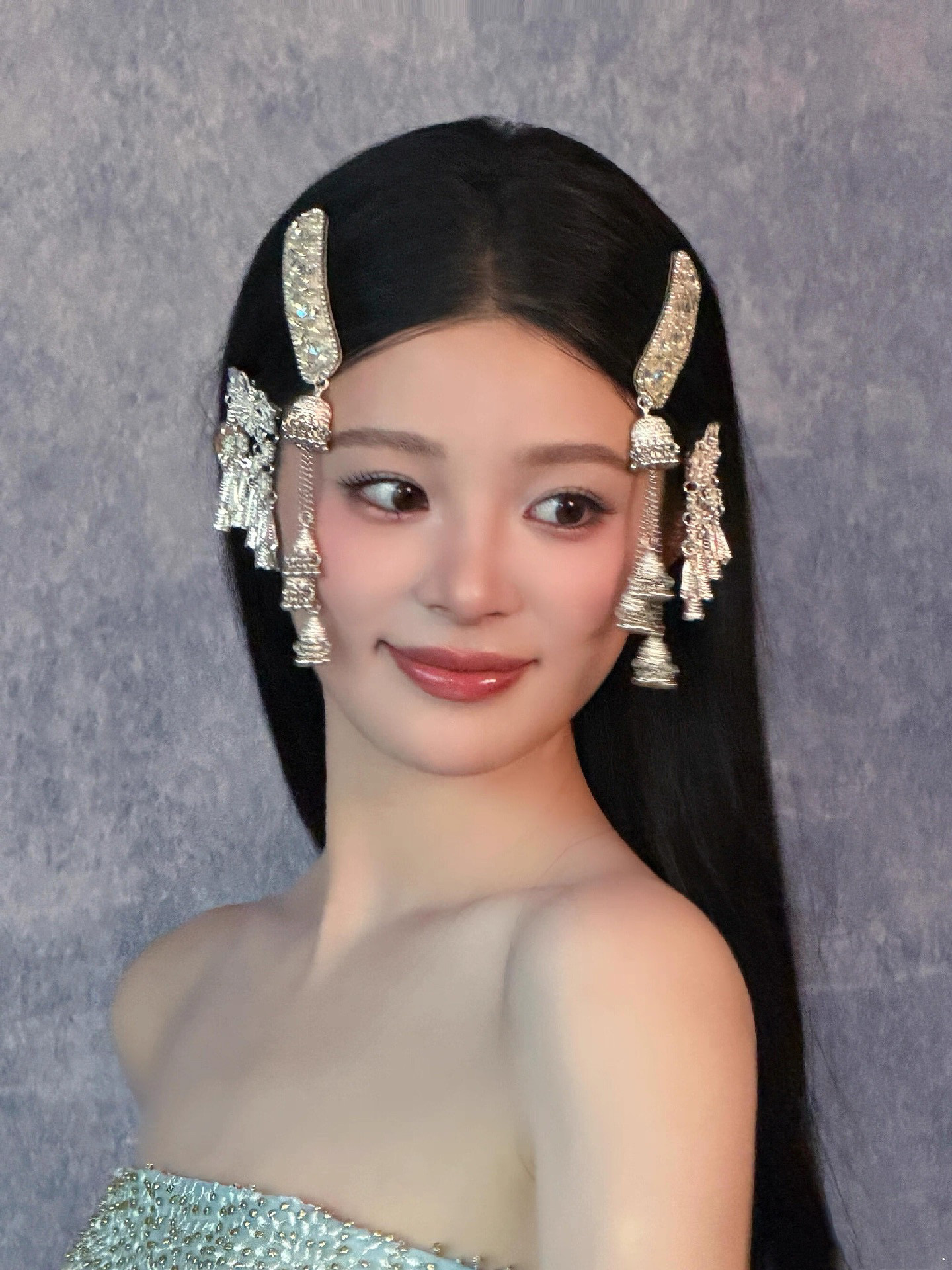 新款国风新中式银色铃铛流苏发夹女侧边刘海夹民族风新娘头饰