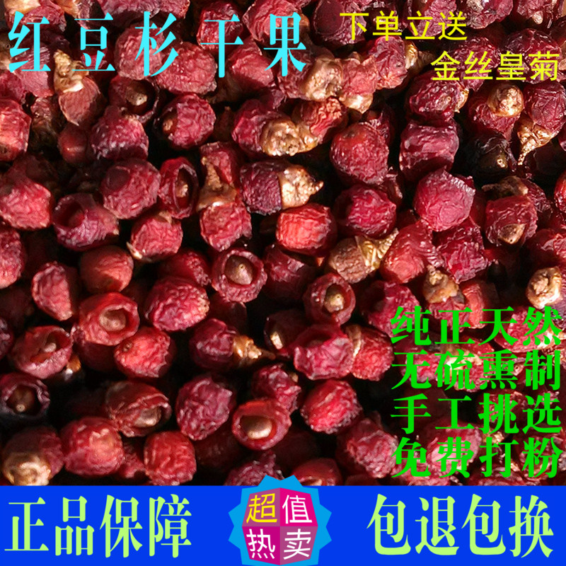 红豆杉果子 干果实正品新鲜泡茶泡酒中草药500g包邮 赤柏松紫杉醇