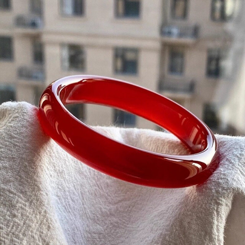 纯天然正品红色玛瑙手镯正红玉髓