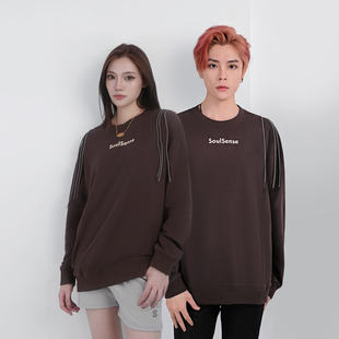 SoulSense2025春款 休闲百搭宽松潮流圆领卫衣 废土风肩带时尚