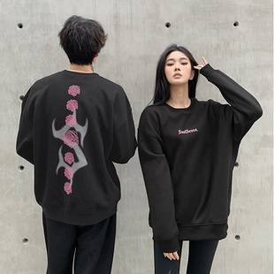 玫瑰宽松休闲圆领卫衣男女 SoulSense潮牌秋冬季 左奇函同款