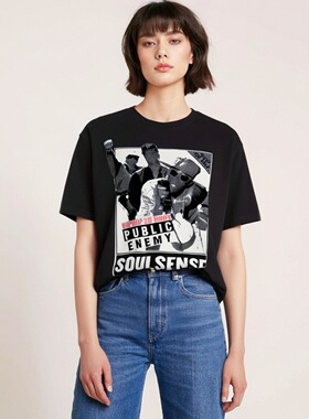 SoulSenseHipHop50周年致敬系列 印花宽松短袖T恤Public Enemy