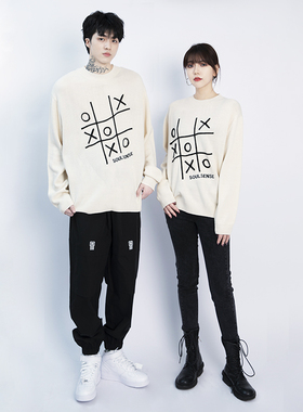 SoulSense潮牌游戏Bingo棋盘游戏XXOO白色羊毛针织衫男女秋冬款