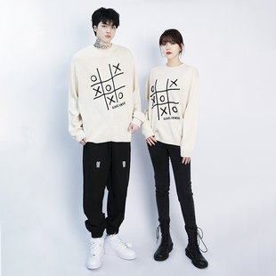 SoulSense潮牌游戏Bingo棋盘游戏XXOO白色羊毛针织衫 男女秋冬款