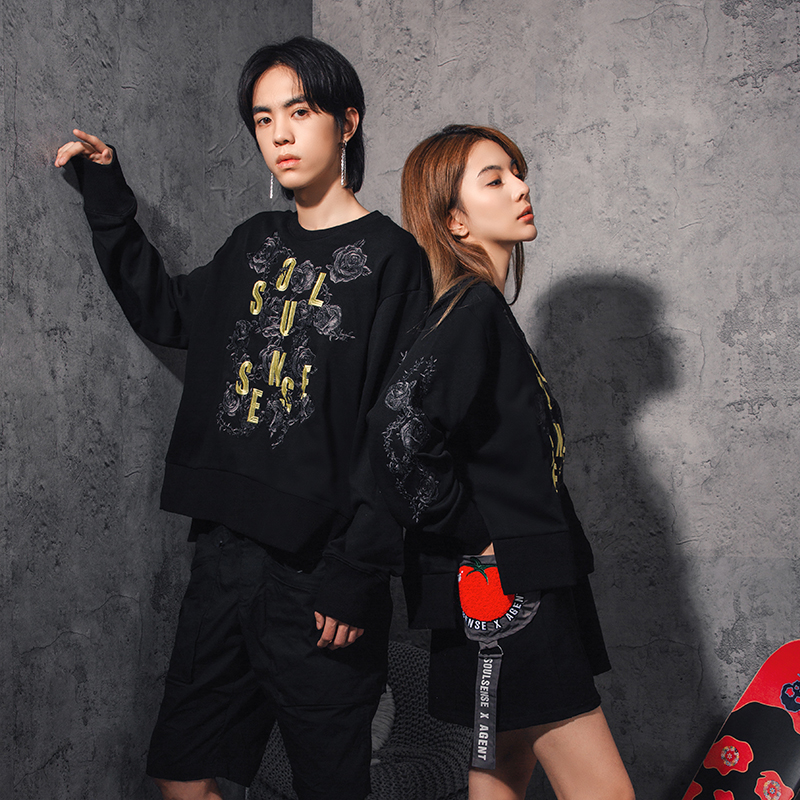 潮牌限量暗夜玫瑰时尚男女同款