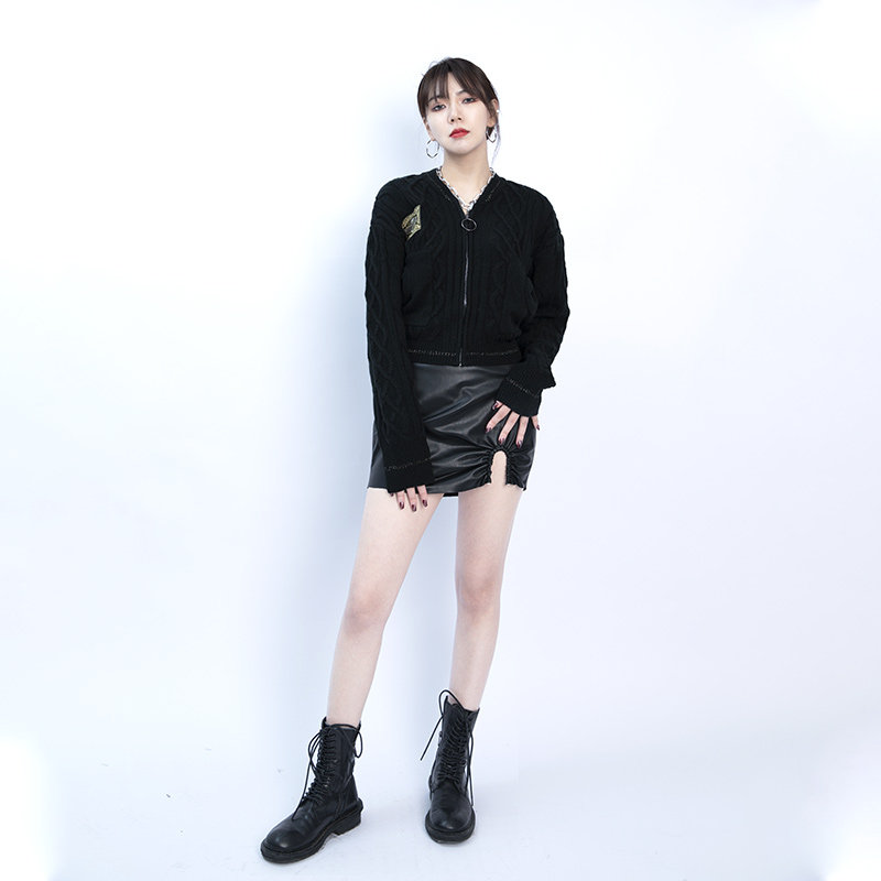 SoulSense限量款棒球衫银丝绞花开衫秋冬季毛衣外套开衫女