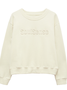 SoulSense潮牌Athflow风限量款浅米色简约休闲翻领夹克圆领卫衣女