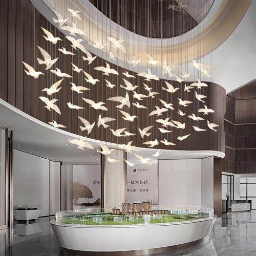 酒店大厅复式楼梯吊灯店铺商用别墅售楼部沙盘大堂小鸟工程定制灯,家装灯饰光源,客厅吊灯,淘宝优惠券,粉丝福利购,淘宝优惠卷