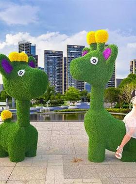 户外玻璃钢园区卡通动物长颈鹿雕塑景观小品公园草坪绿化装饰摆件