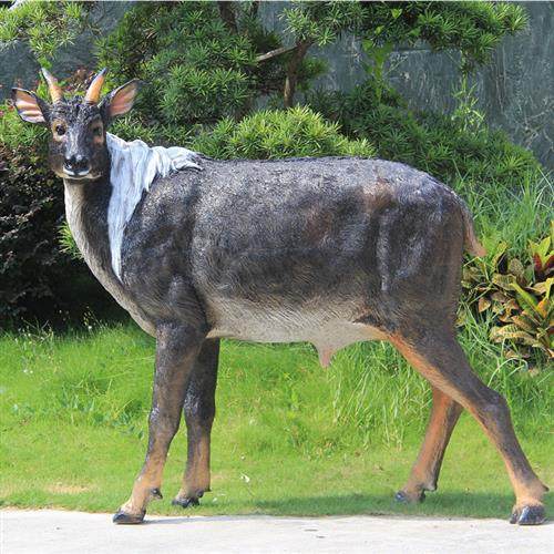 玻璃钢仿真动物山鸡野鸡黑麂鬣羚雕塑园林景观珍稀保护动物摆件