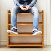 三层木质鞋 柜 架子办公室门口鞋 架实木卧室2023新款 简易家用楠竹鞋