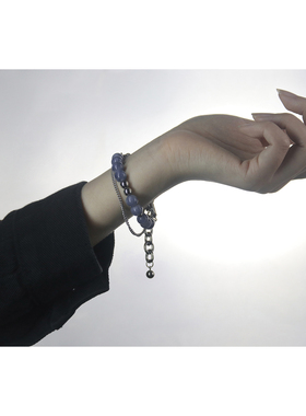 原创克莱因蓝水晶手链女生ins小众设计闺蜜情侣款高级感手串男