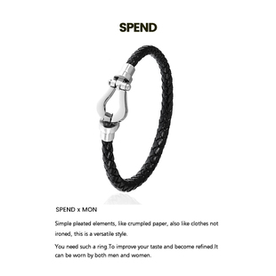 马蹄扣钛钢手链男高级感轻奢小众黑色编织手绳情侣礼物手环嘻哈女