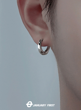 耳环男ins潮S925银针小众设计感高级冷性风单只耳圈爆款痞帅耳钉