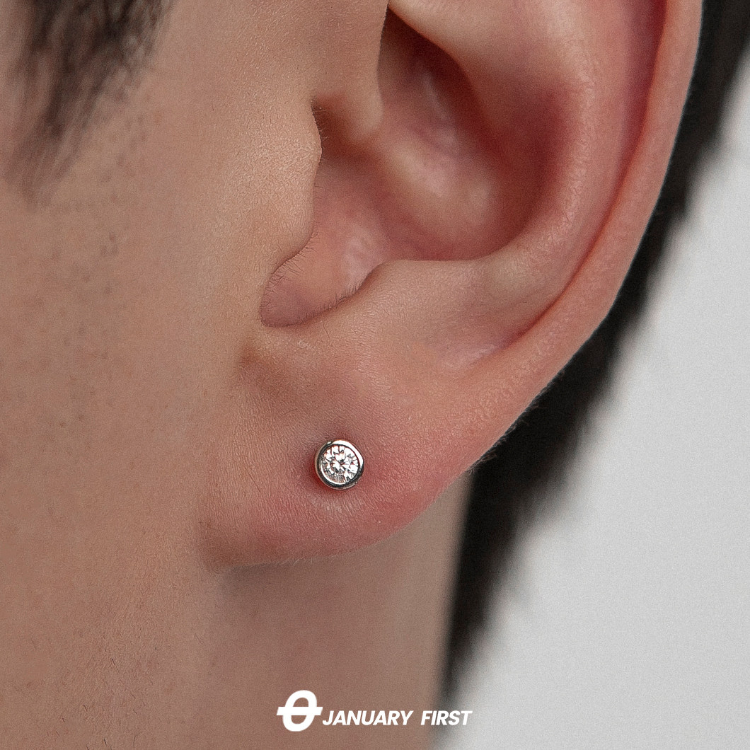 925纯银男女圆珠锆石耳钉