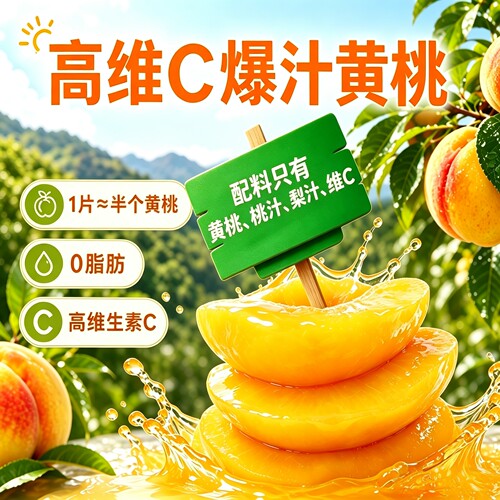 爆汁黄桃水果0脂含桃汁梨汁维生素C独立包装即食多汁