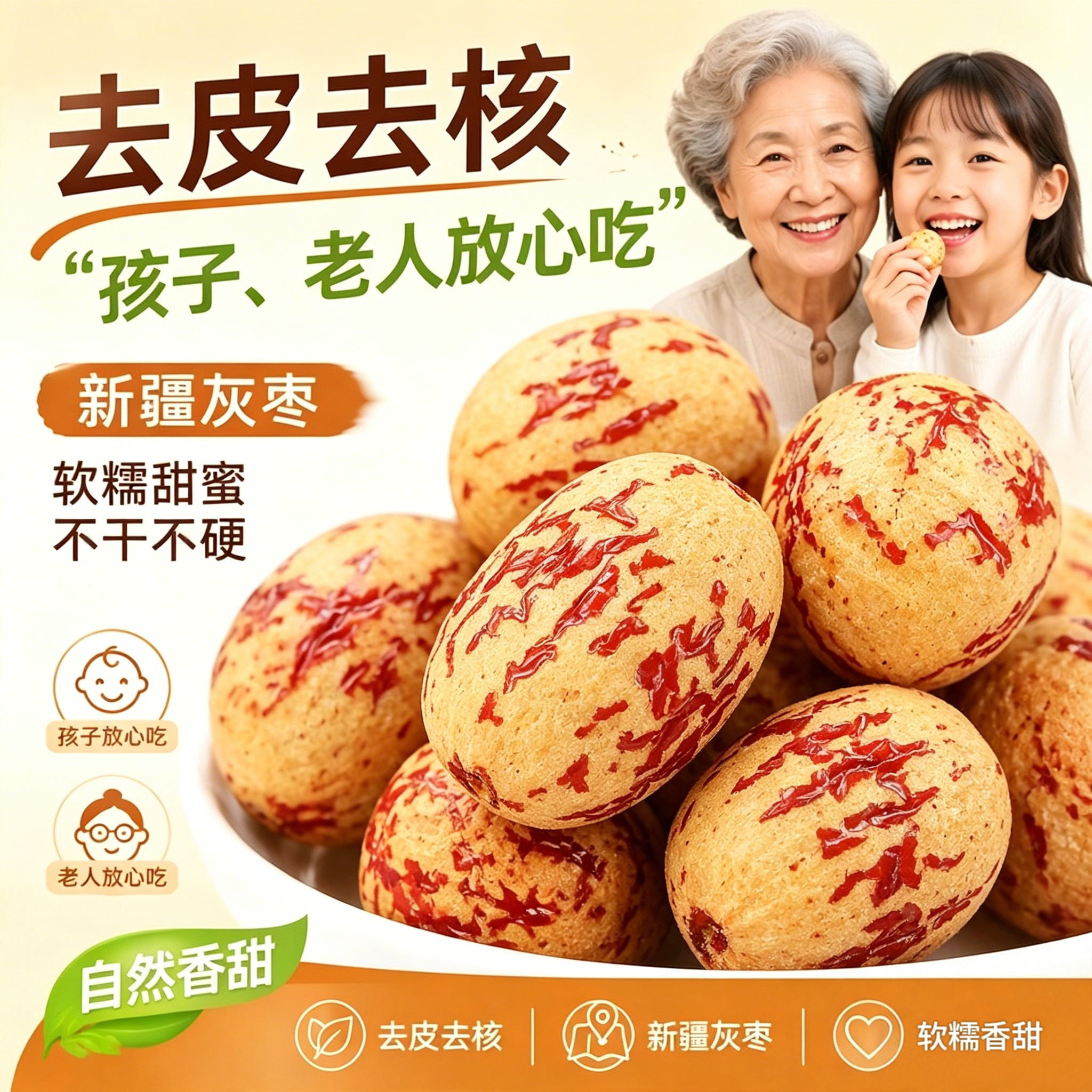 去皮去核红枣大枣干脱皮免新疆灰枣子特无婴儿洗宝宝用添加级辅食