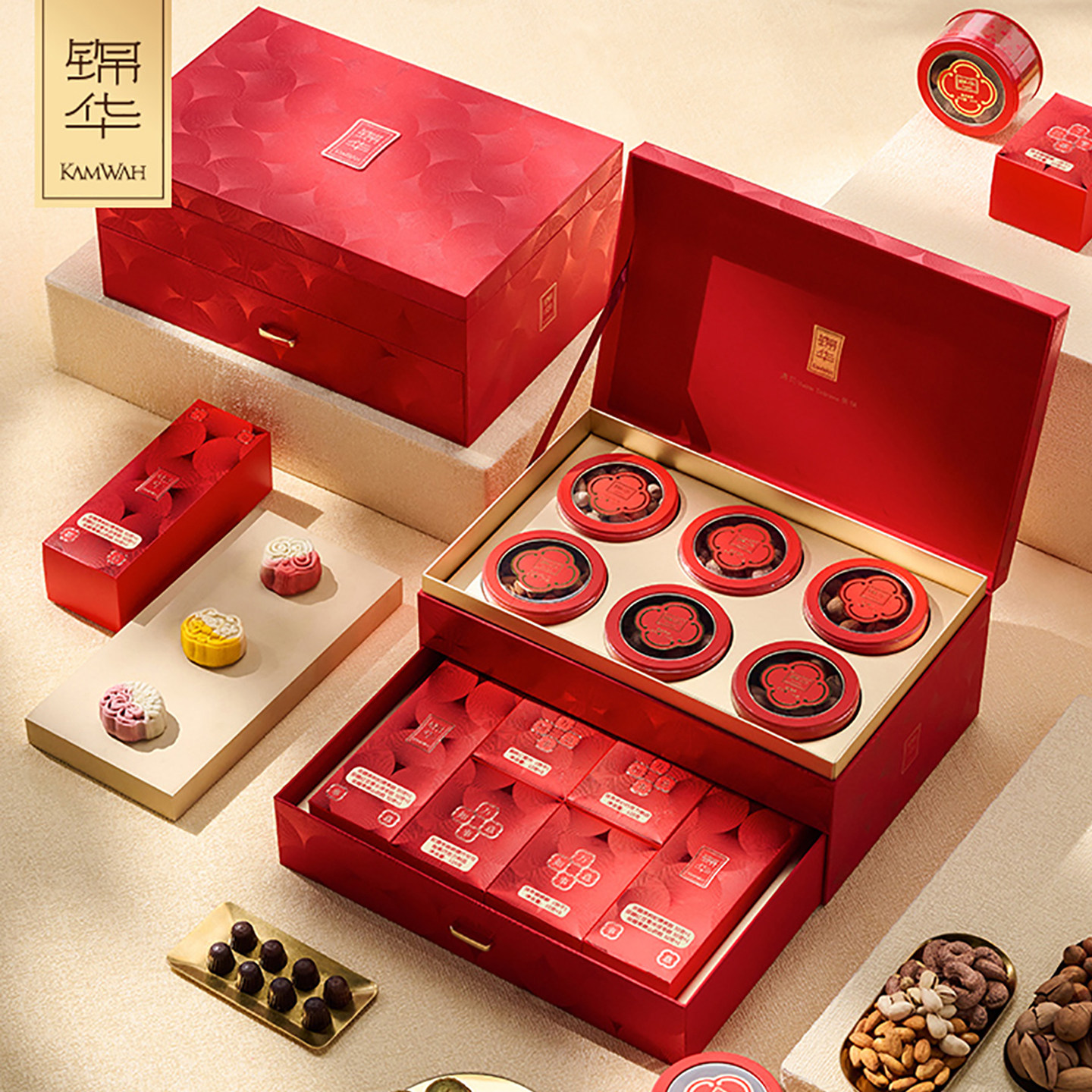 锦华华章万象红色多层糕点礼盒装新年结婚伴手礼年货春节商务礼品,零食/坚果/特产,糕点礼盒/伴手礼,淘宝优惠券,粉丝福利购,淘宝优惠卷