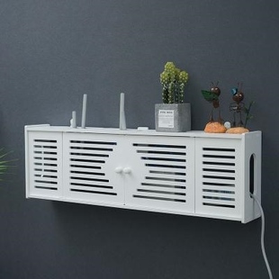 放有线电视机顶盒和光猫路由器的置物架子免打孔收纳粘贴墙壁挂