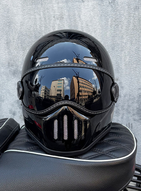 ORZ玻璃钢碳纤维复古摩托车头盔男女3C认证猪鼻盔全盔小盔体机车