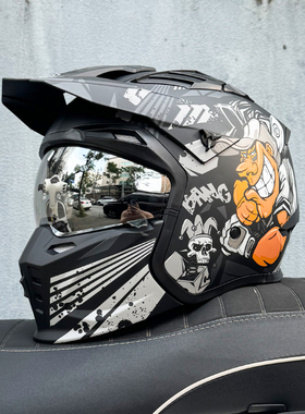 Orz街霸摩托车头盔男女全盔四季机车复古可拆卸组合盔3C认证国标