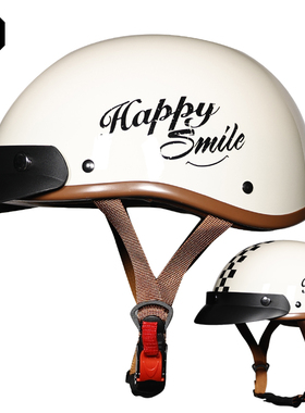 Orz复古头盔男女摩托车四季半盔3C认证情侣款轻便式太子瓢盔