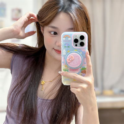 彩虹格纹Kitty猫手机壳