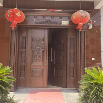 中式锌合金别墅大门农村入户四开子母乡村家N用仿铜进户双开门对