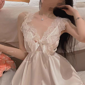 法式可爱睡裙纯欲蕾丝吊带公主风女甜美网纱睡衣内衣连衣家居服