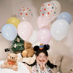 小红书爆款ins彩色女生成人生日气球氛围感拍照道具飘空乳胶装饰