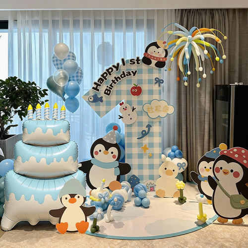 企鹅主题周岁宴布置生日派对