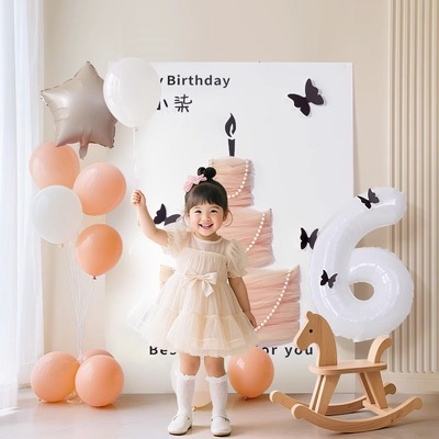 女孩生日场景布置装饰小红书2周岁DIY网纱蛋糕KT板迎宾牌拍照道具