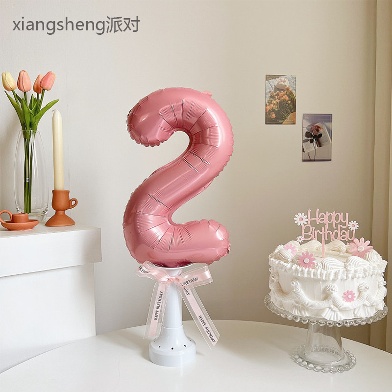 16寸粉色蓝色数字铝膜气球