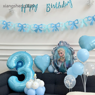 女宝宝冰雪奇缘生日派对装饰艾莎女孩公主儿童周岁背景墙场景布置