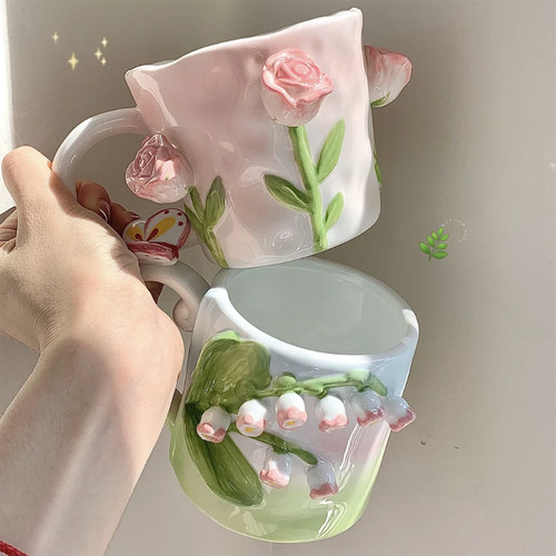 郁金香陶瓷马克杯送女生礼物