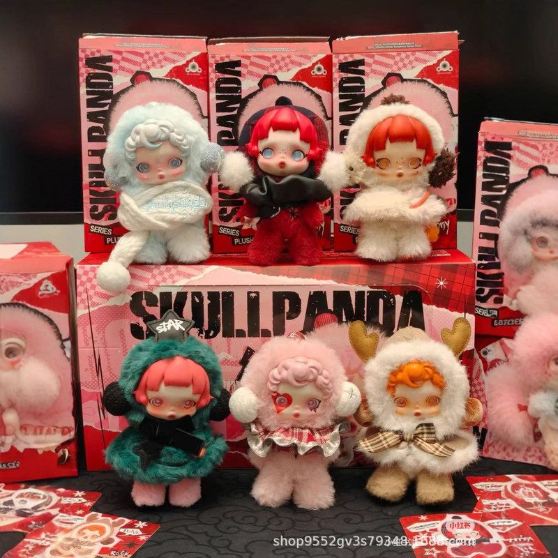 现货 SKULLPANDA冬日乐章系列泡泡冬日系列搪胶毛绒公仔盲盒批发