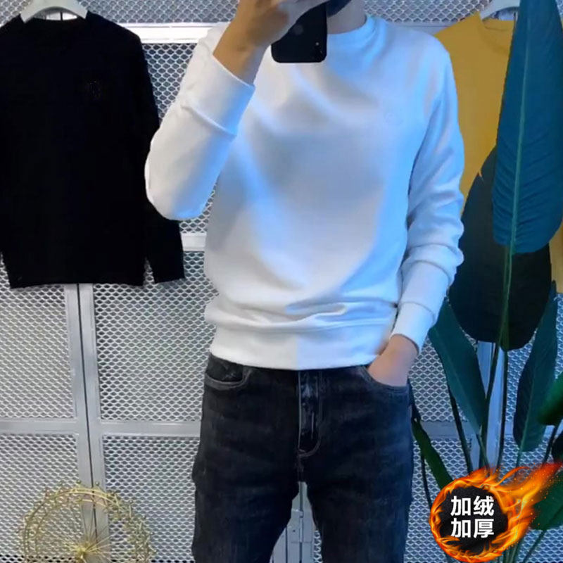 网红潮牌男士秋季纯色圆领卫衣痞帅休闲时尚冬装加绒款长袖打底衫,男装,卫衣,淘宝优惠券,粉丝福利购,淘宝优惠卷