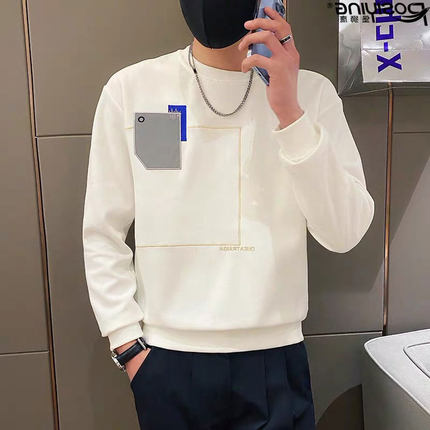 春秋冬季网红卫衣男潮牌痞帅打底衫2024新款加绒加厚内搭长袖T恤