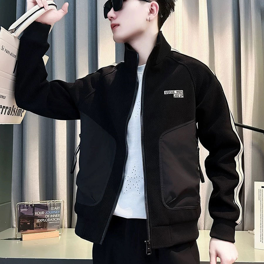 潮牌立领夹克男款春秋季痞帅灯芯绒网红上衣2025新款潮流百搭外套