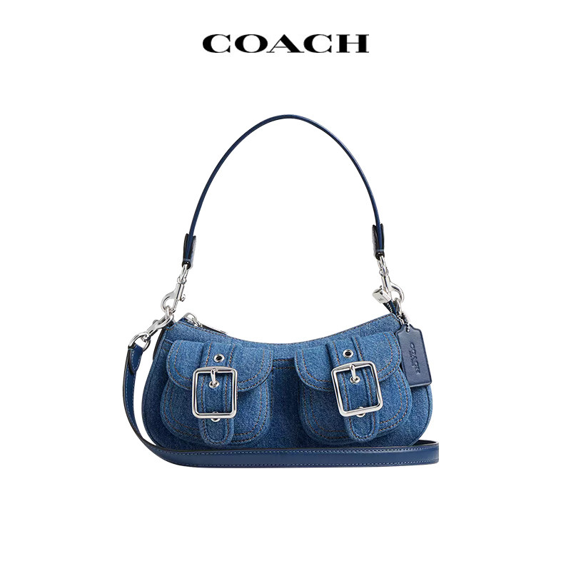 COACH/蔻驰女包腋下包单肩包机车风牛仔斜挎包轻奢礼物女女生通勤