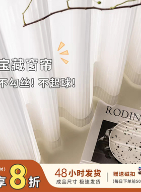白色透光不透人网红竖百叶纱帘白纱窗帘卧室成品高级客厅阳台窗纱