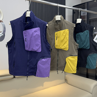 马甲 可拆磁吸撞色口袋防泼水徒步无袖 棵米ai蕉家 户外山系情侣款