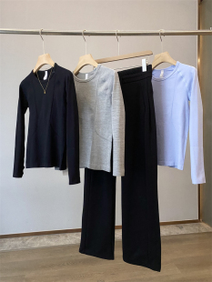 女 跑步健身瑜伽服T恤打底衫 LU家同款 无缝裸感排汗透气弹力长袖